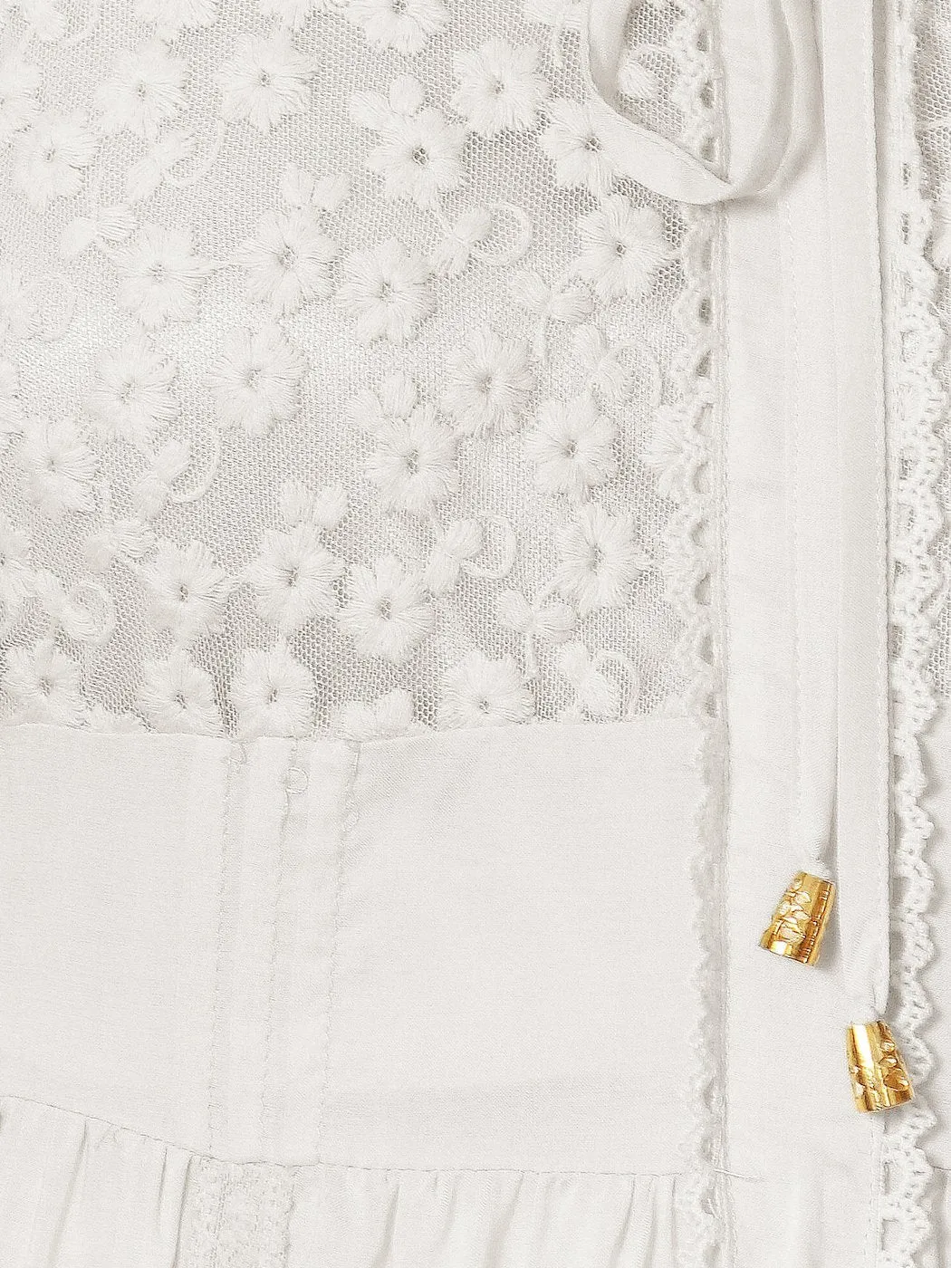 Boho Peasant Floral Lace Ruffle Hem Bell Sleeve Mini Dress sold by Anna-Kaci product image thumbnail 5