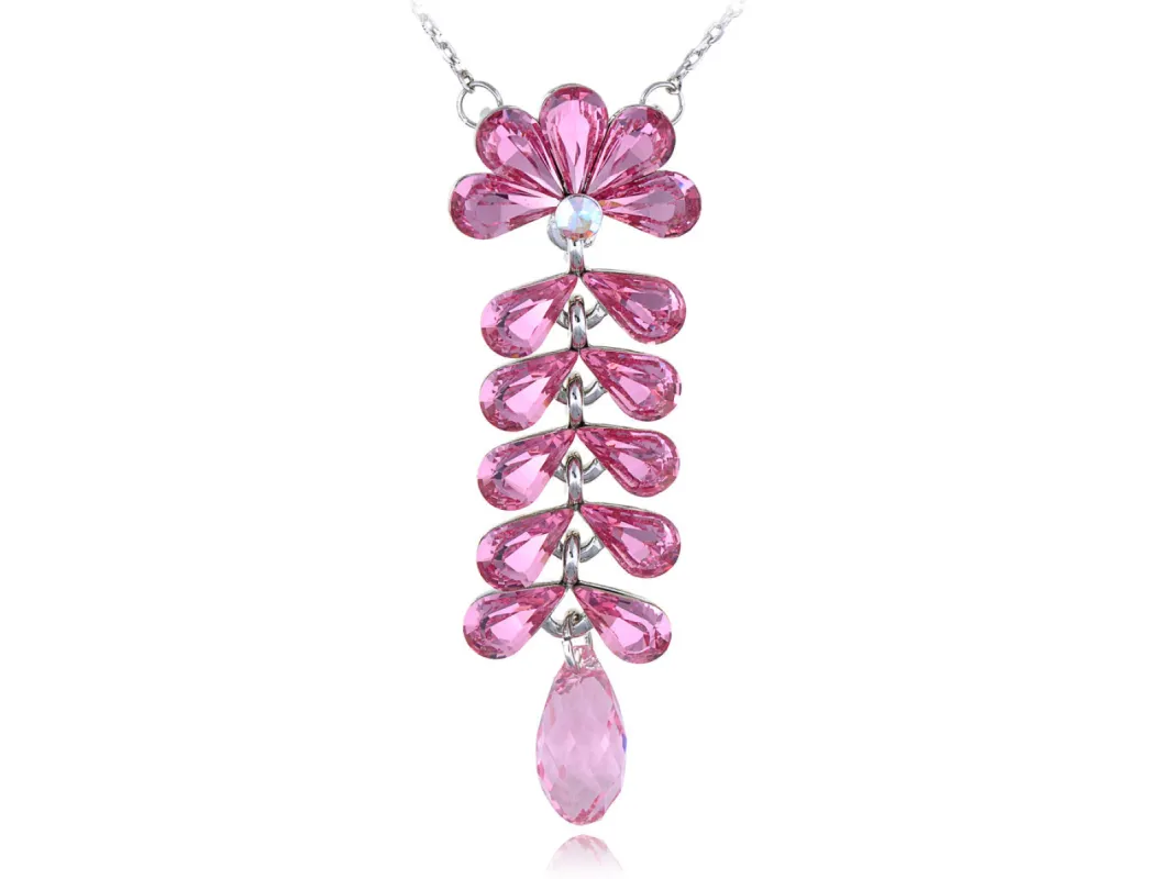 Swarovski Crystal Light Rose Fern Leaf Cluster Asian Element Necklace sold by Anna-Kaci