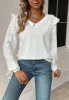 V Neck Textured Long Sleeve Top sold by Anna-Kaci
