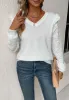 V Neck Textured Long Sleeve Top sold by Anna-Kaci