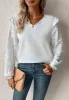 V Neck Textured Long Sleeve Top sold by Anna-Kaci