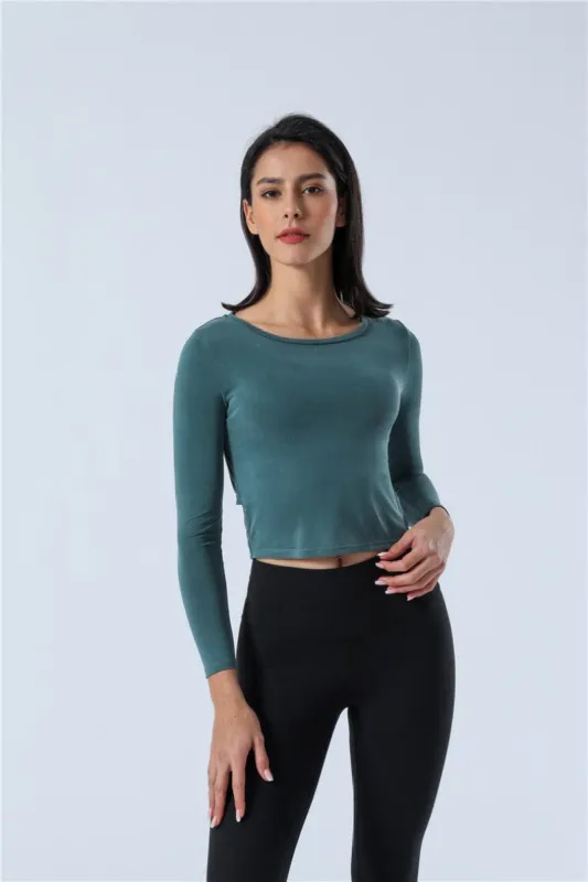 Double Twist Knot Back Long Sleeve Shirt sold by Anna-Kaci