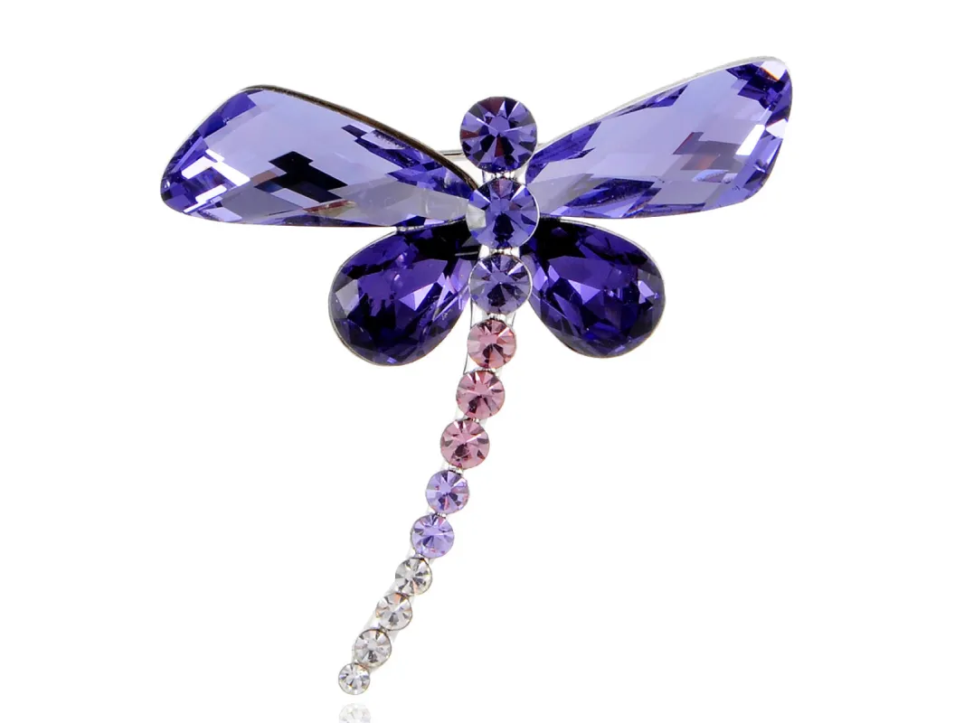 Crystal Shine Amethyst Dragonfly Bug Brooch Pin sold by Anna-Kaci