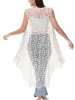 Anna-Kaci Boho Crochet Long Vest Top for Women Sleeveless Lace Cardigan Kimono Swimwear Cover Ups sold by Anna-Kaci