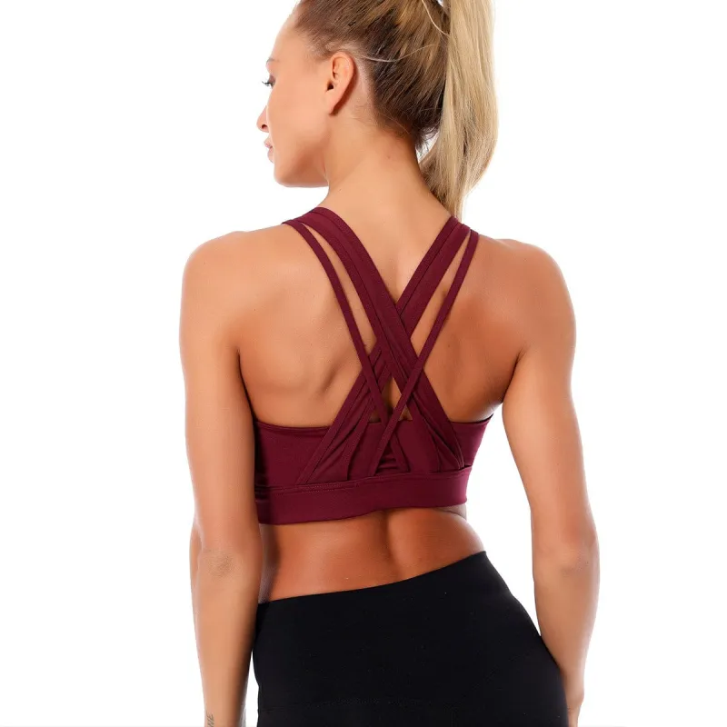 Double Crossover Wide Strap Sports Bra made by Anna-Kaci