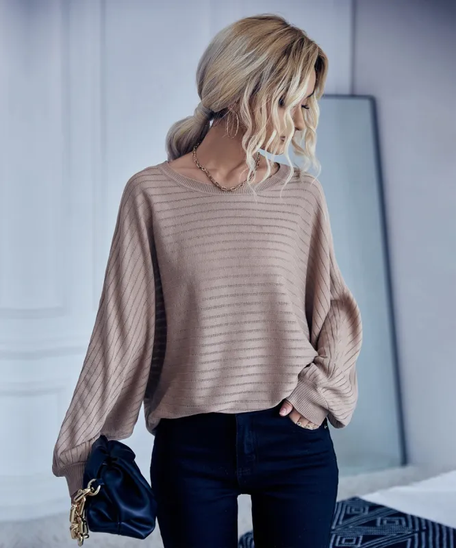 Striped Knit Loose Fit Sweater sold by Anna-Kaci