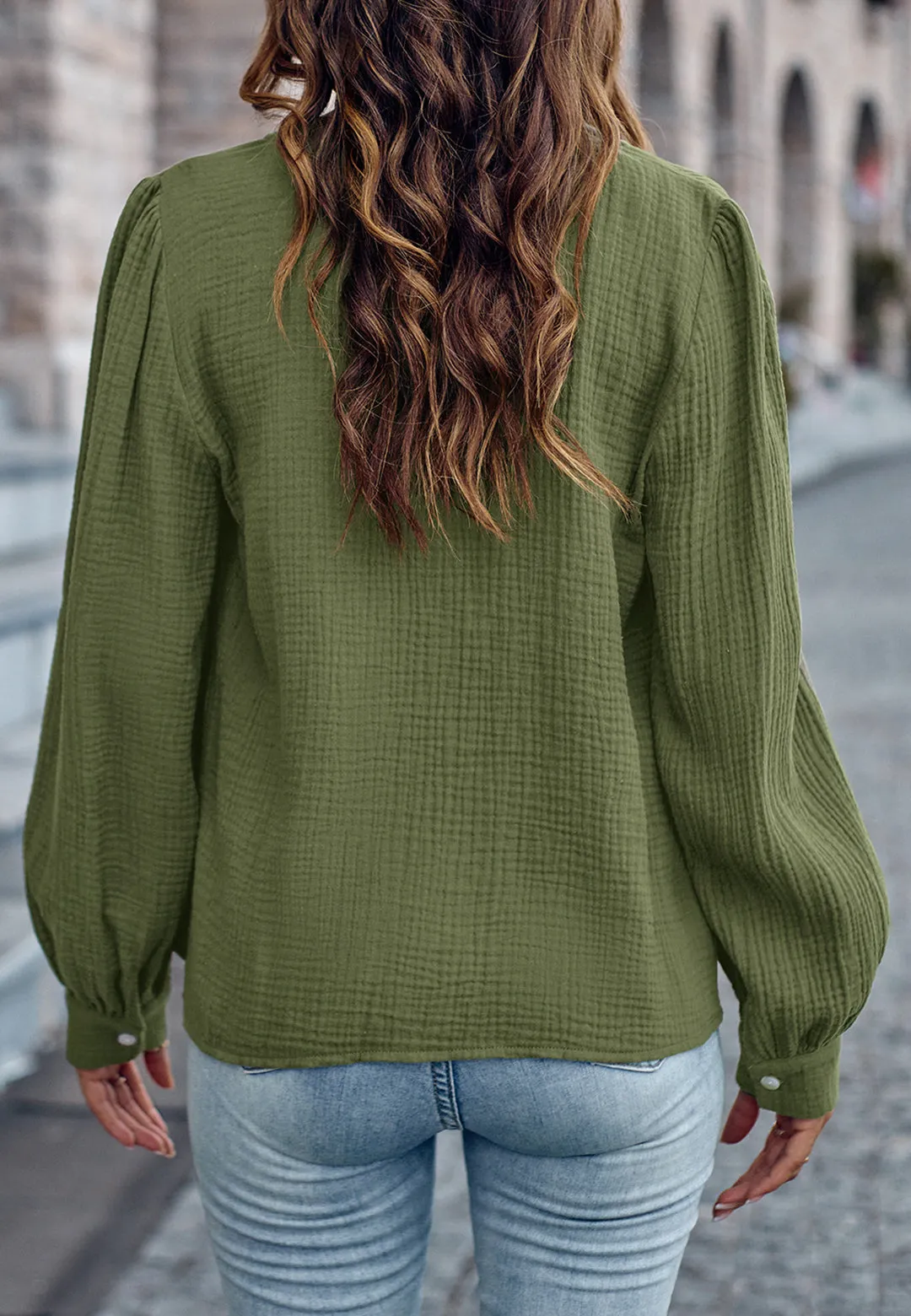 Round Neck Button Down Blouse sold by Anna-Kaci product image thumbnail 5