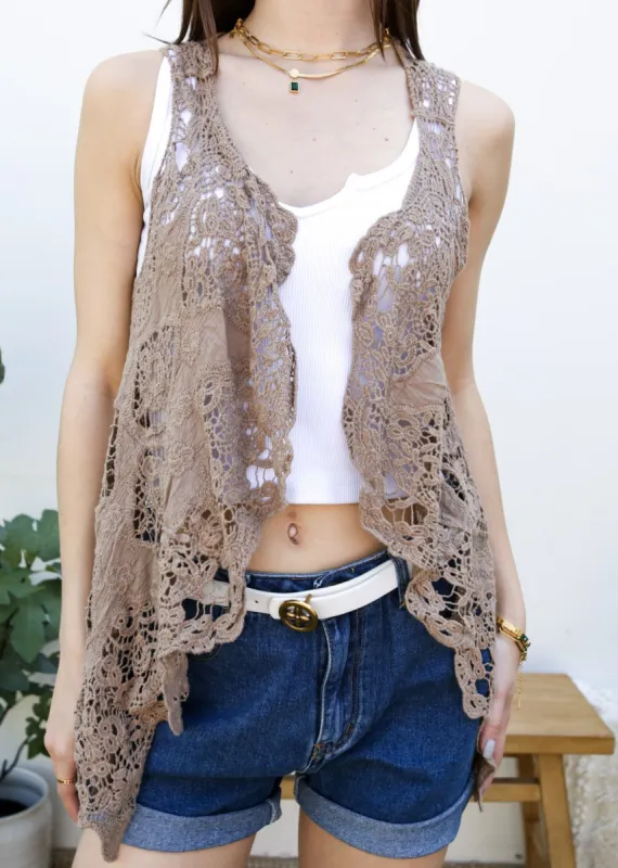 Boho Stitch Crochet Cardigan Vest sold by Anna-Kaci