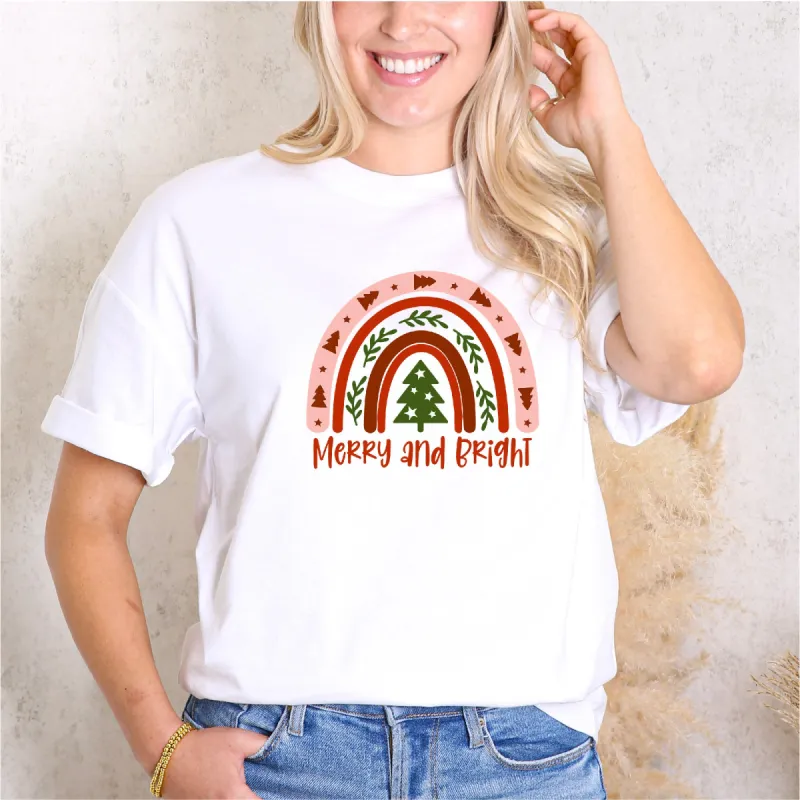 Cheerful Red 'Bright and Merry' Christmas Tee sold by Anna-Kaci