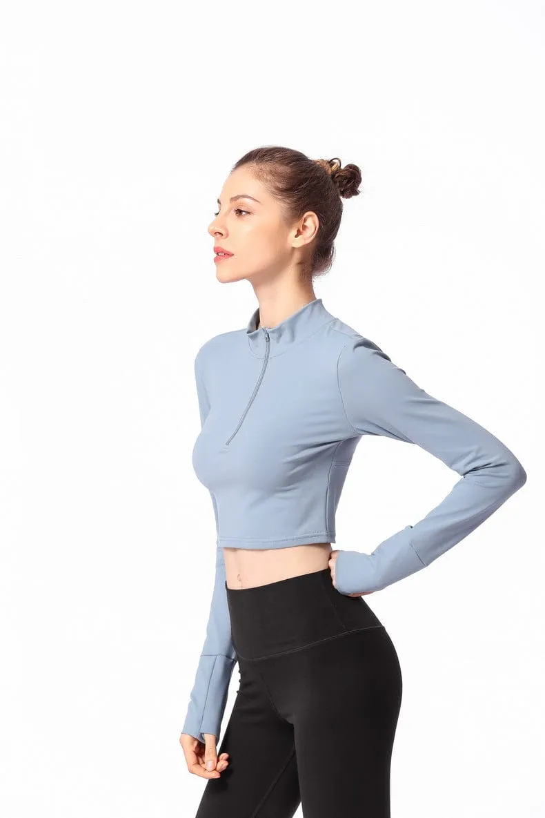 Long Sleeve Fitted Shirt with Zipper and Small Open Back sold by Anna-Kaci product image thumbnail 4