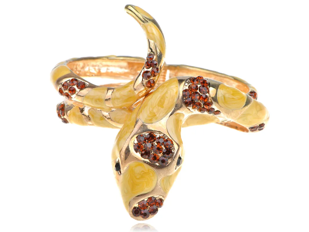 Yellow Smoked Abstract Spots Red Scales Topaz Coil Snake Bracelet sold by Anna-Kaci