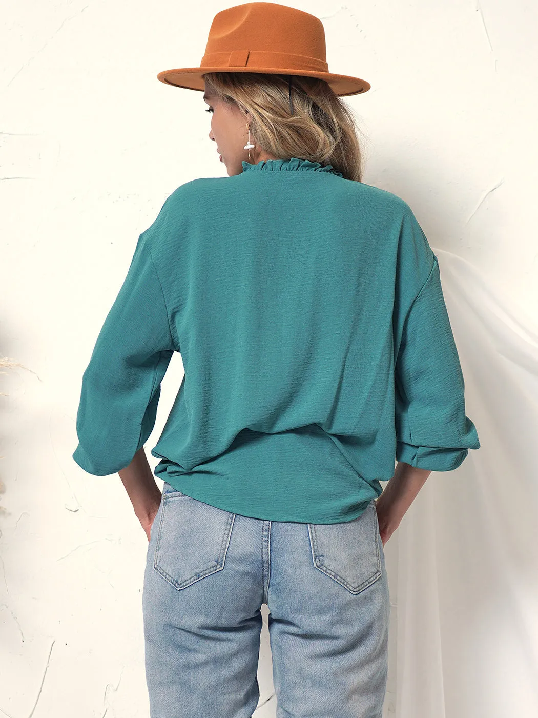 Ruffle Detail Classic Button Blouse sold by Anna-Kaci product image thumbnail 3