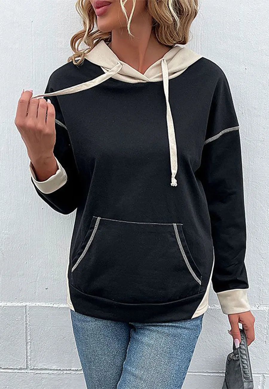 Two Tone Contrast Stitch Hoodie sold by Anna-Kaci product image thumbnail 5