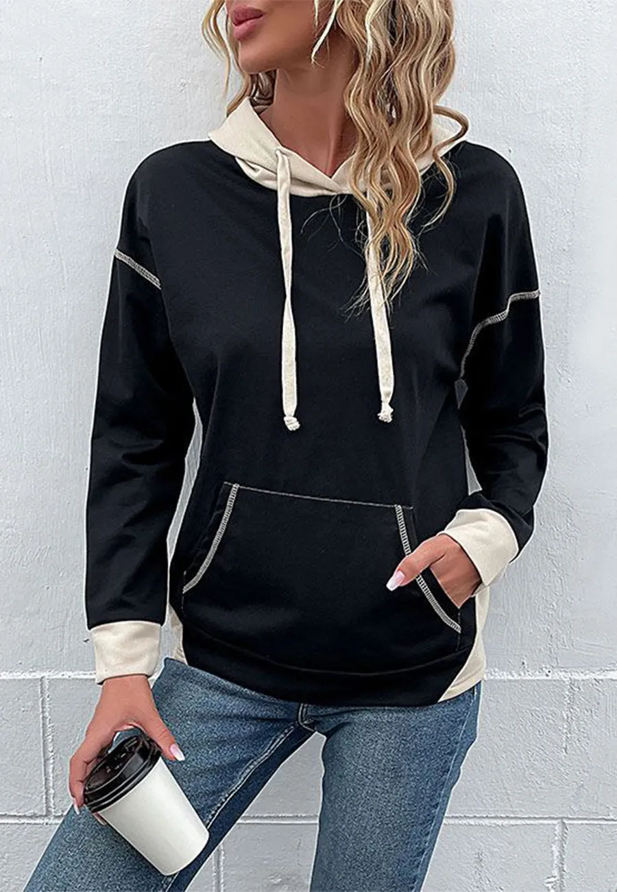 Two Tone Contrast Stitch Hoodie sold by Anna-Kaci product image thumbnail 2