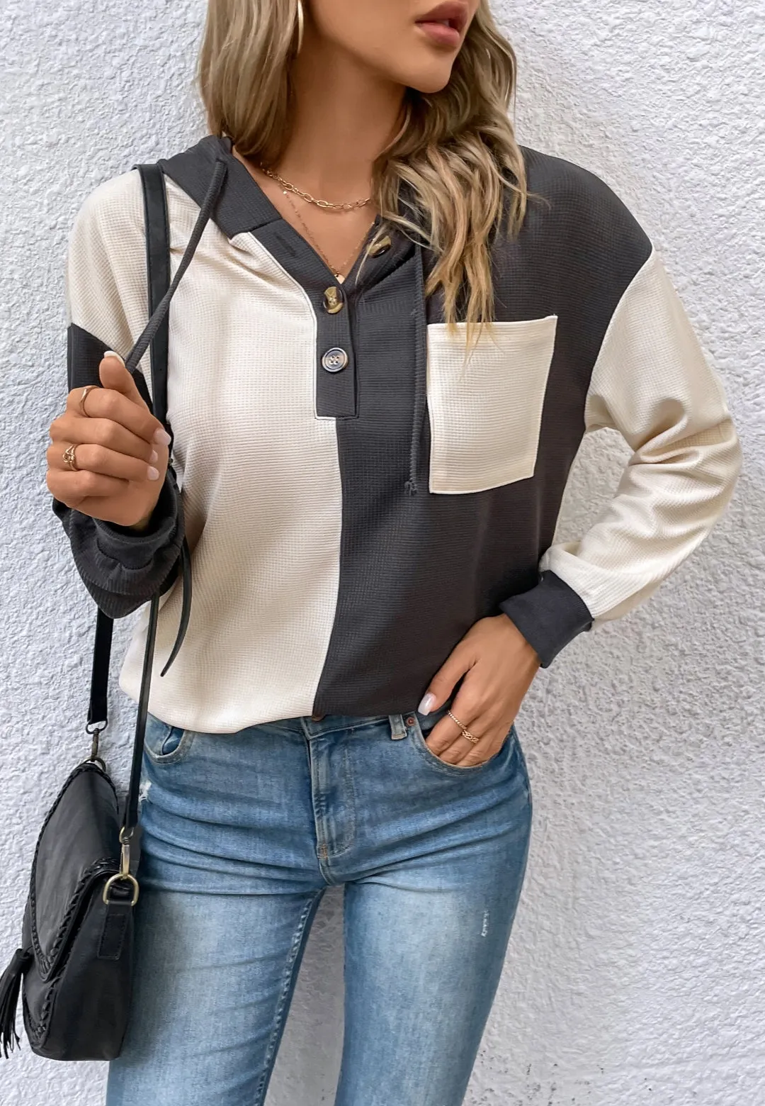 Two Tone Hooded Sweatshirt sold by Anna-Kaci