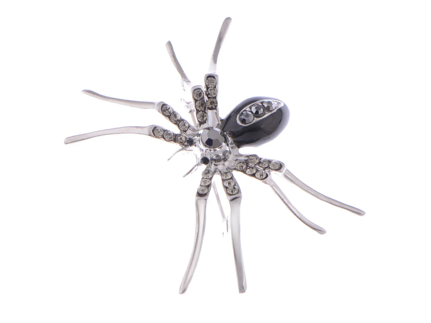 Alilang Silvery Tone Clear Crystal Colored Rhinestones Black Creepy Spider Bug Brooch Pin, Black & Silver sold by Anna-Kaci