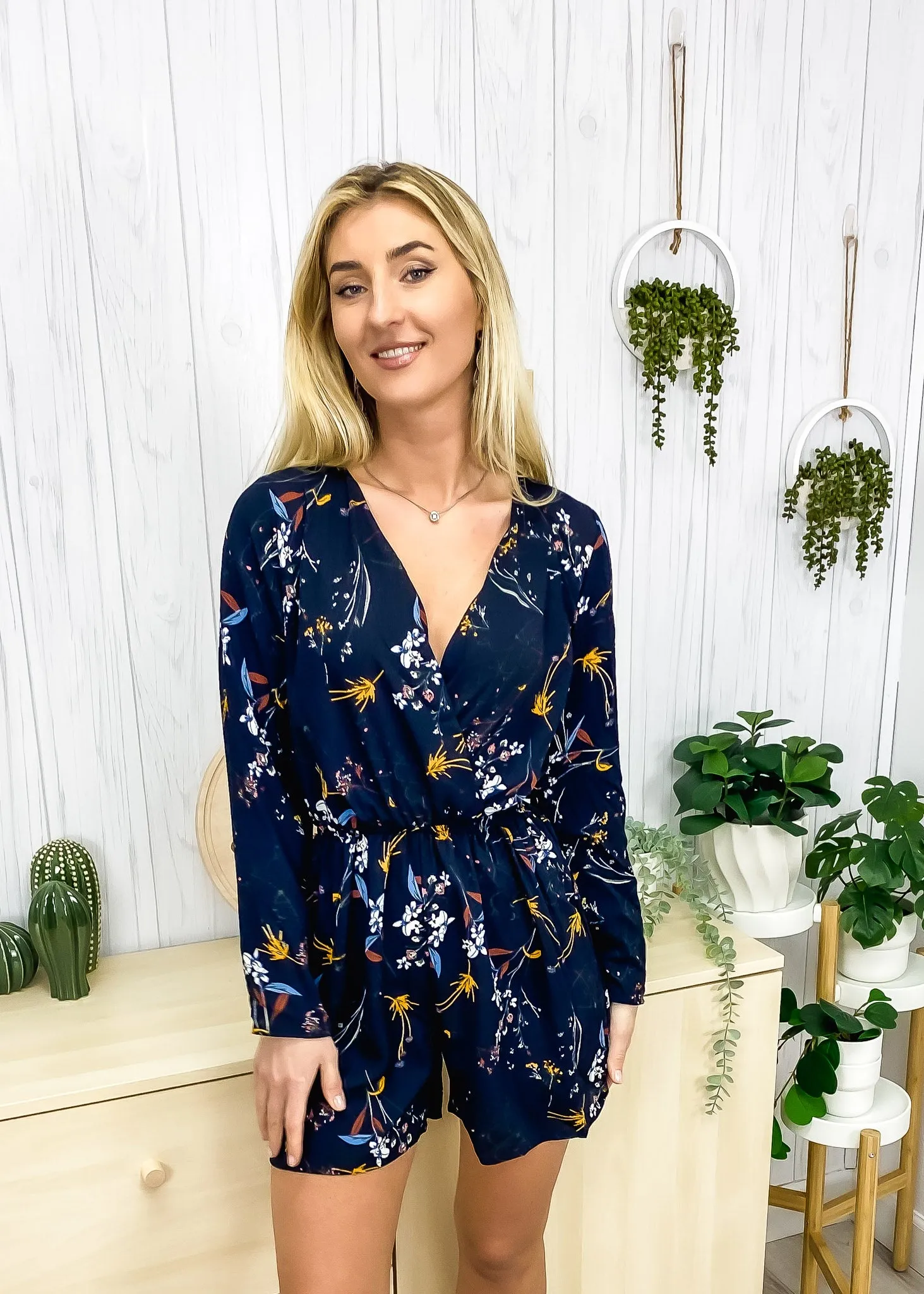 Backless V-Neck Floral Short Sleeve Romper sold by Anna-Kaci product image thumbnail 4