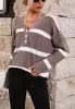 Striped Pattern Button Detail Sweater sold by Anna-Kaci