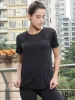 Workout Tops Short Sleeve Mesh Side Split Casual Loose Tank Tops sold by Anna-Kaci