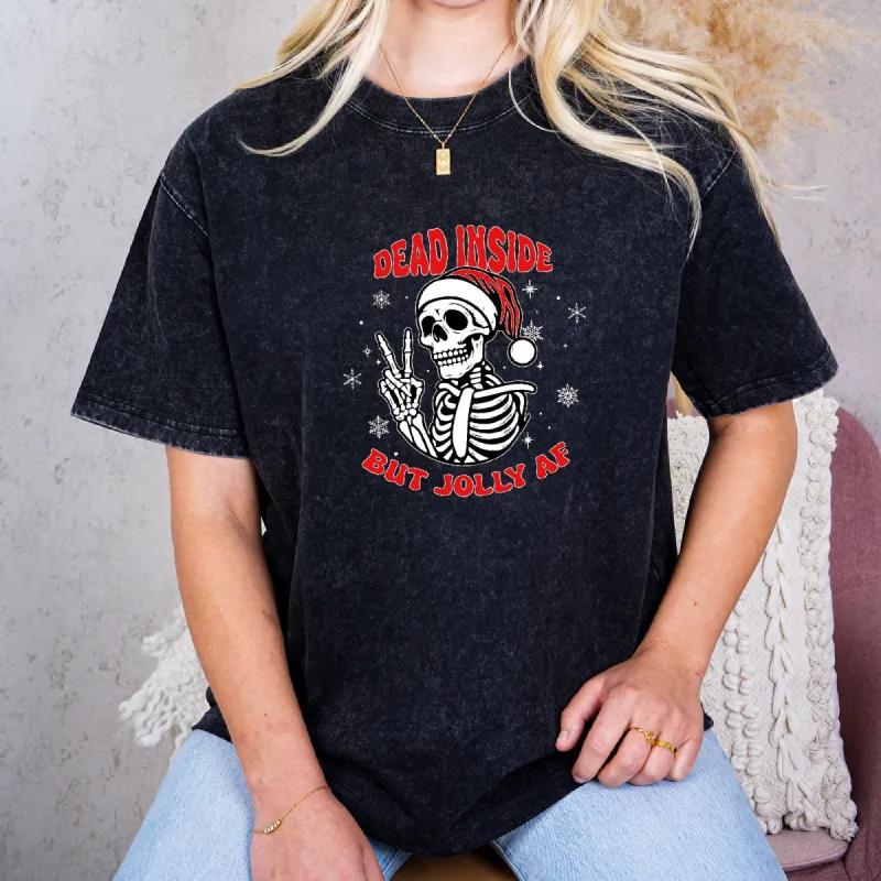 Embrace the Dash Humor: 'Dead Inside but Jolly AF' Holiday Tee made by Anna-Kaci