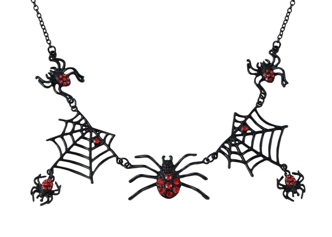 Alilang Halloween Tarantula Spider Web Pendant Necklace Lightweight Jewelry for Women Boys Girls Dangling Spiders Statement Punk Gothic sold by Anna-Kaci