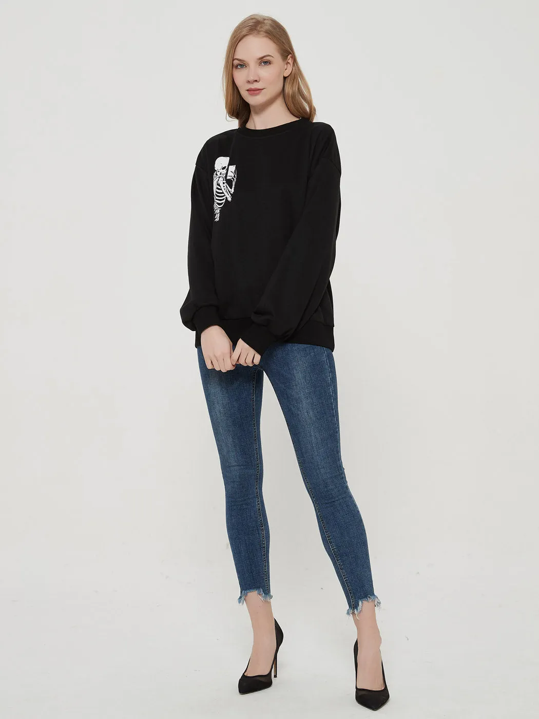 Round Neck Skull Motiff Sweatshirt Pullover sold by Anna-Kaci product image thumbnail 4