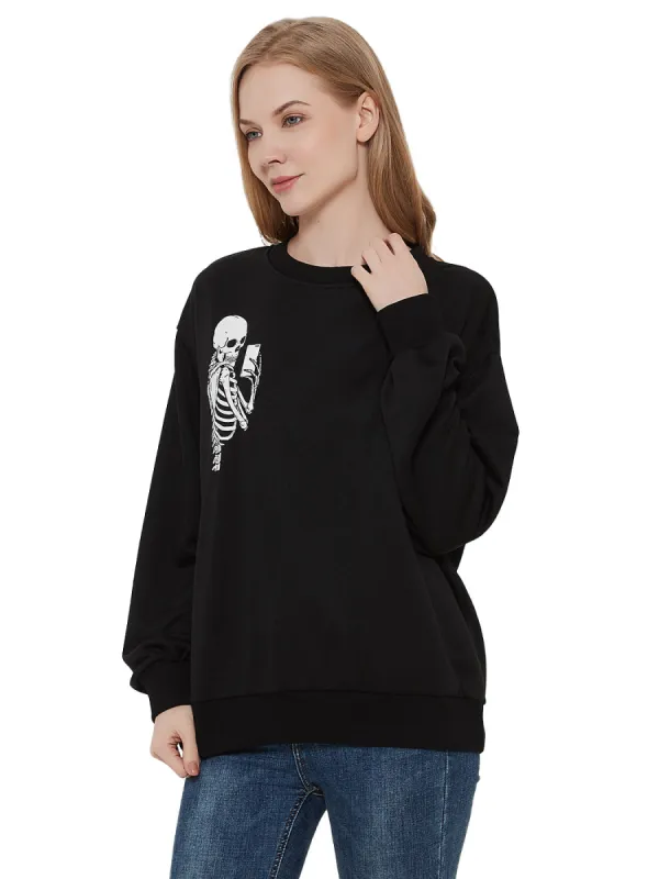 Round Neck Skull Motiff Sweatshirt Pullover sold by Anna-Kaci