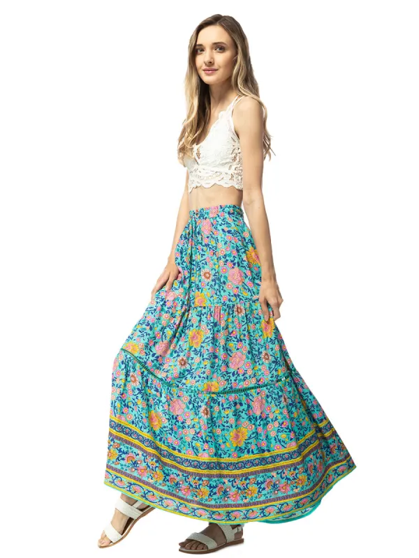 Sunflower Print Midi Maxi Skirt sold by Anna-Kaci