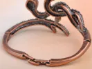 Copper Amethyst Twin Serpents Snake Bracelet Bangle sold by Anna-Kaci