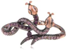 Copper Amethyst Twin Serpents Snake Bracelet Bangle sold by Anna-Kaci