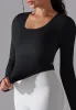 Cutout Back Curved Hem Sports Top sold by Anna-Kaci