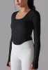 Cutout Back Curved Hem Sports Top sold by Anna-Kaci