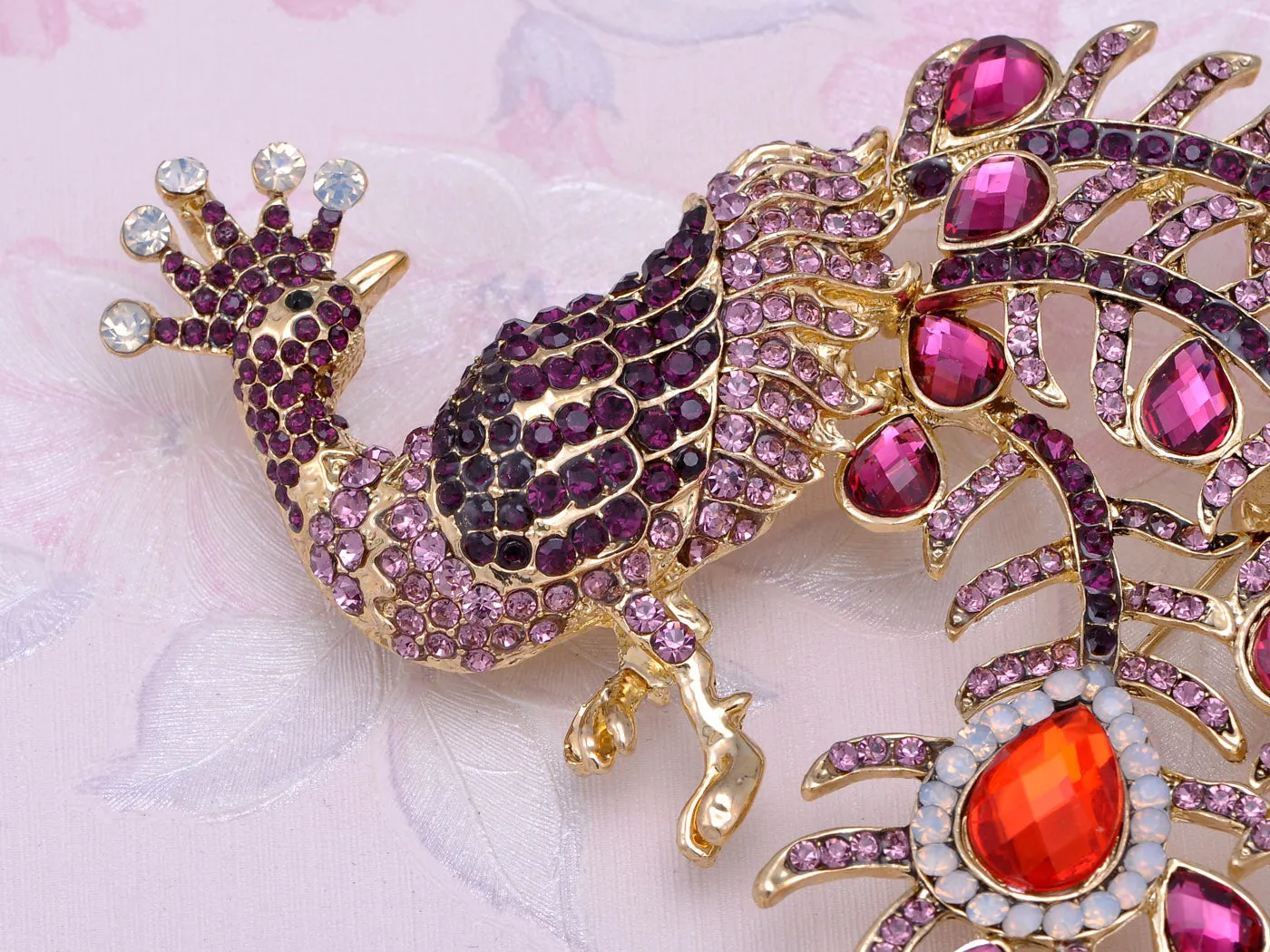 Shine Purple Pink Peacock Bird Animal Brooch Pins sold by Anna-Kaci product image thumbnail 2