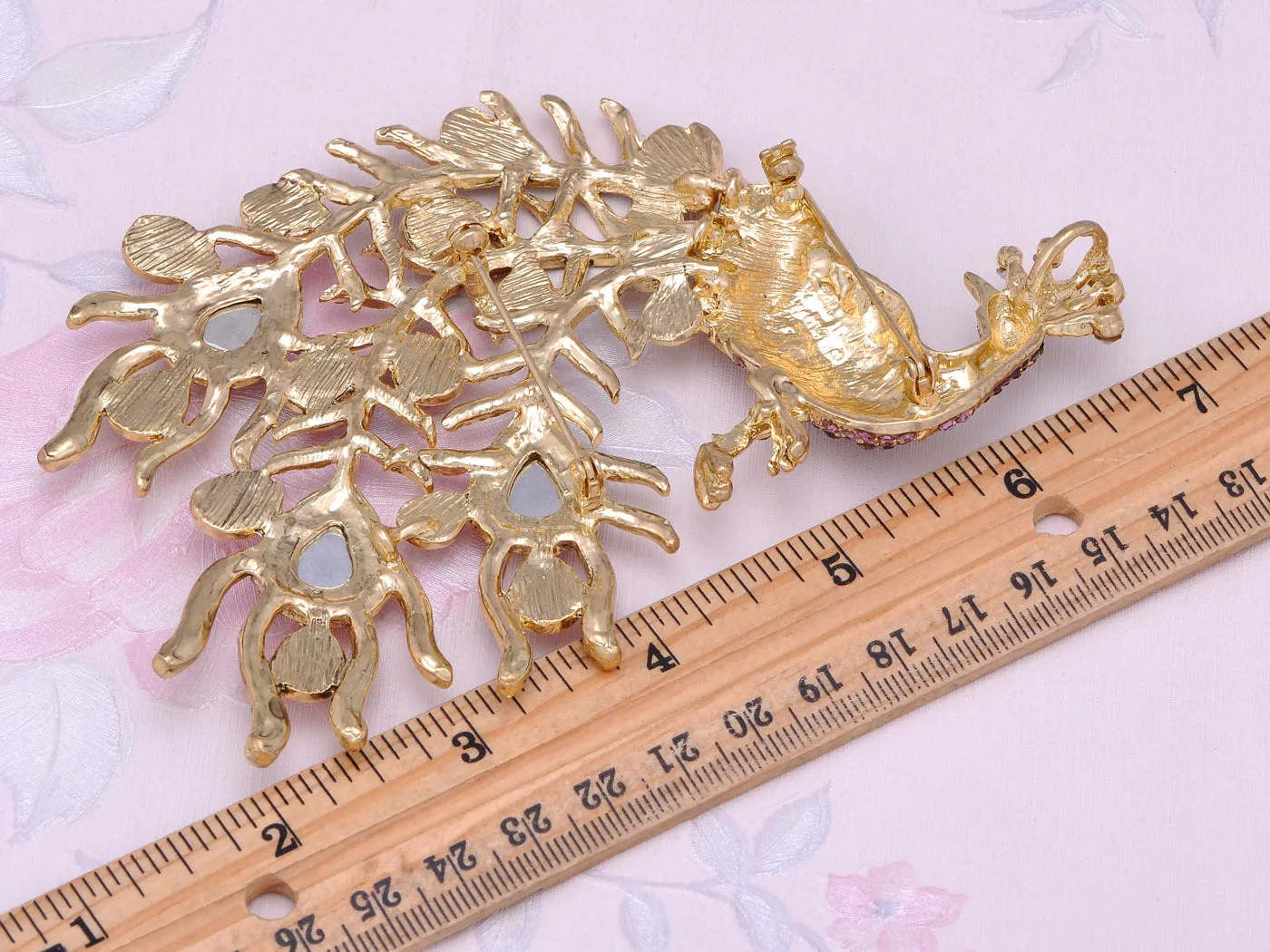 Shine Purple Pink Peacock Bird Animal Brooch Pins sold by Anna-Kaci product image thumbnail 3