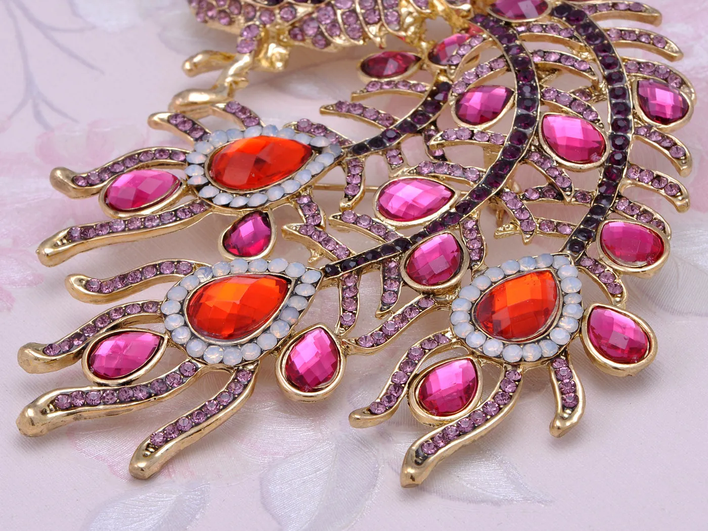 Shine Purple Pink Peacock Bird Animal Brooch Pins sold by Anna-Kaci product image thumbnail 4