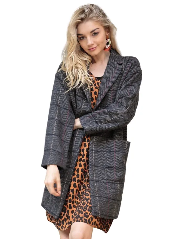Plaid Wool Longline Over Coat sold by Anna-Kaci