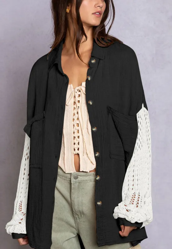 Textured Drop Shoulder Shirt sold by Anna-Kaci