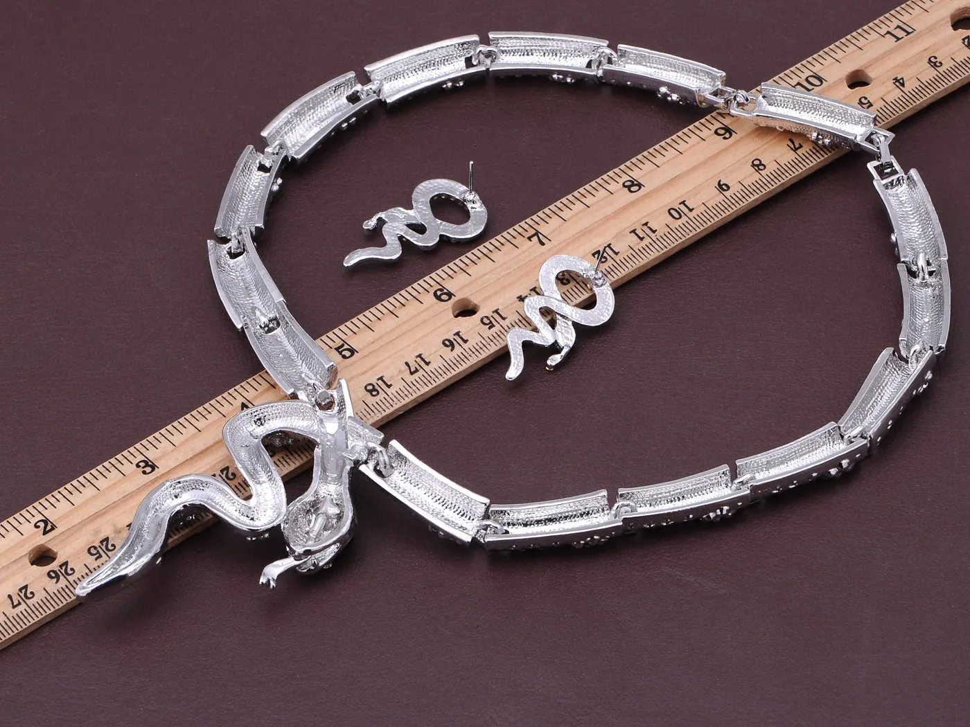 Serpent Snake Tongue Hiss Necklace Earring Set sold by Anna-Kaci product image thumbnail 3