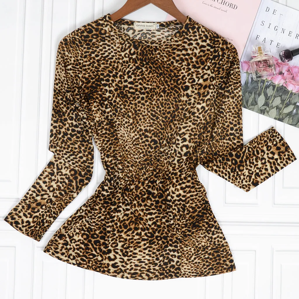 Leopard Print Long-Sleeve T-Shirt sold by Anna-Kaci