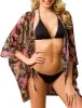 Floral Open Front Short Kimono Cardigan Chiffon Beach Swim Cover Up sold by Anna-Kaci