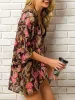 Floral Open Front Short Kimono Cardigan Chiffon Beach Swim Cover Up sold by Anna-Kaci