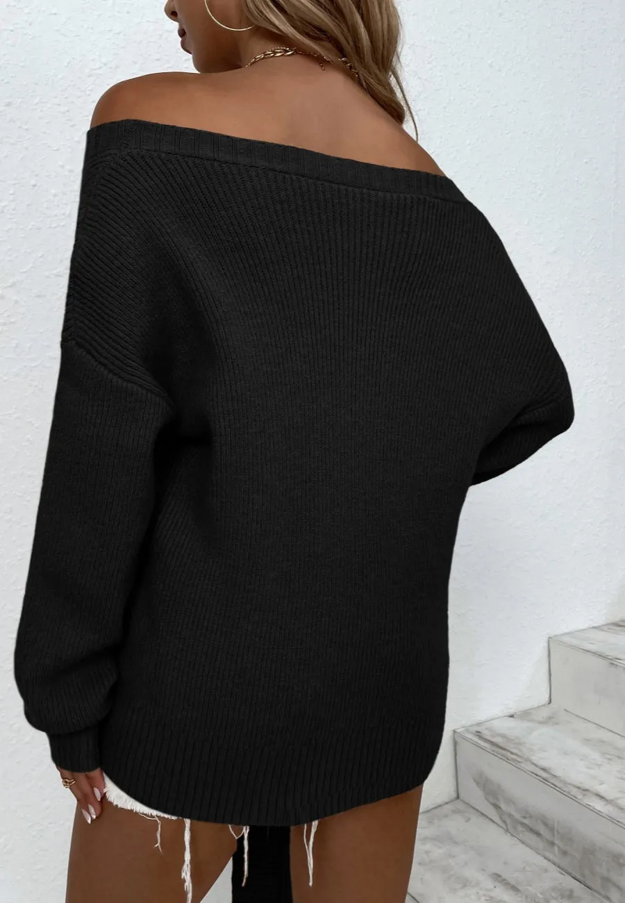 Off Shoulder Tie Hem Sweater sold by Anna-Kaci product image thumbnail 4
