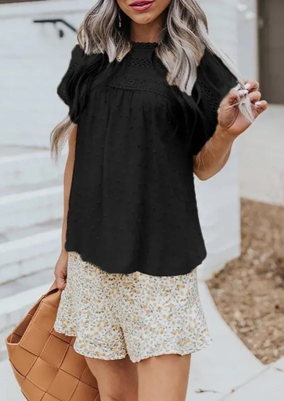 Swiss Dot Button Back Blouse sold by Anna-Kaci