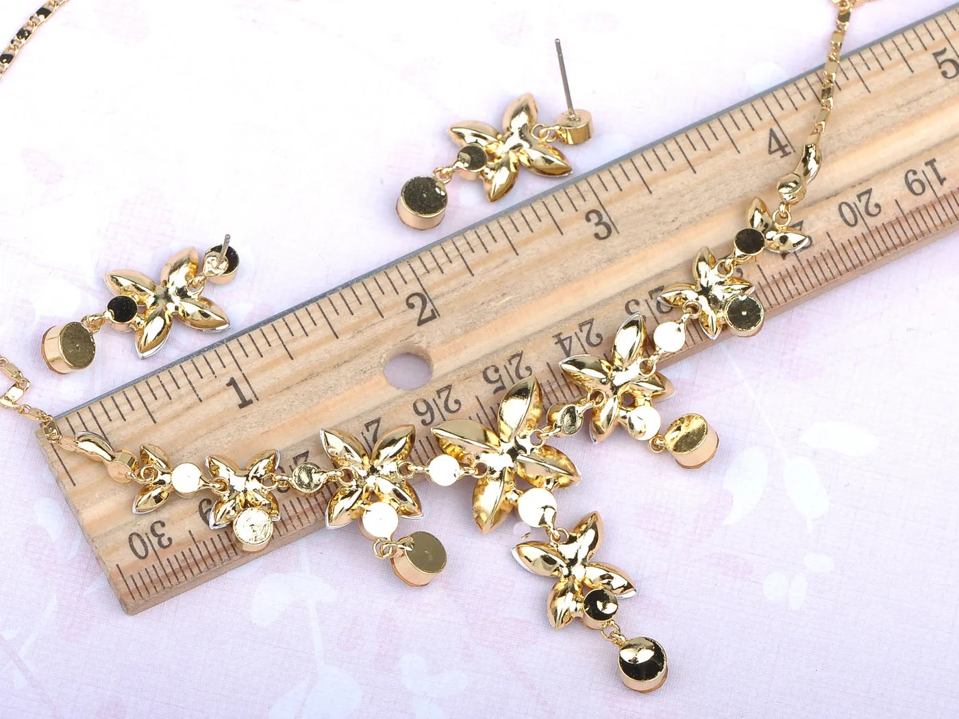 Swarovski Crystal Gold Topaz Colored Flower Necklace Earrings Set sold by Anna-Kaci product image thumbnail 3