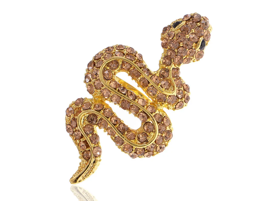 Gorgeous Topaz Swirl Wrap Blakc Eyed Weird Snake Ring sold by Anna-Kaci