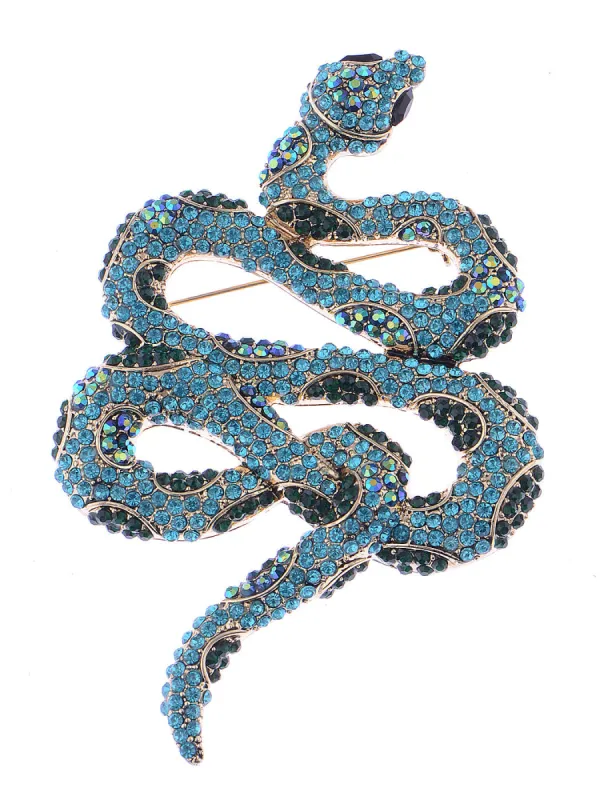 Silver Ombre Topaz Colored Slithering Jungle Snake Animal Brooch Pin sold by Anna-Kaci