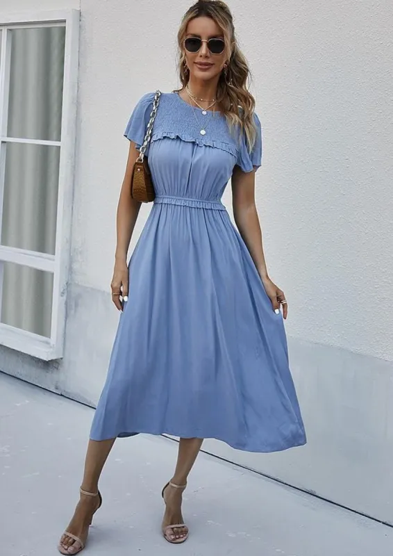 Shirred Neck Flowy Sleeve Dress sold by Anna-Kaci