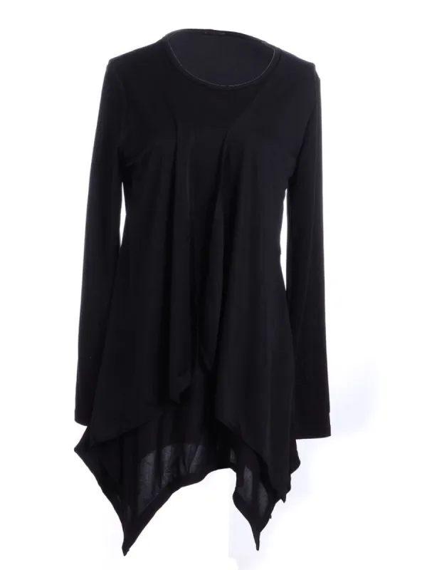 Black Magic Illusion Layer Pointed Handkerchief Hem Dress sold by Anna-Kaci