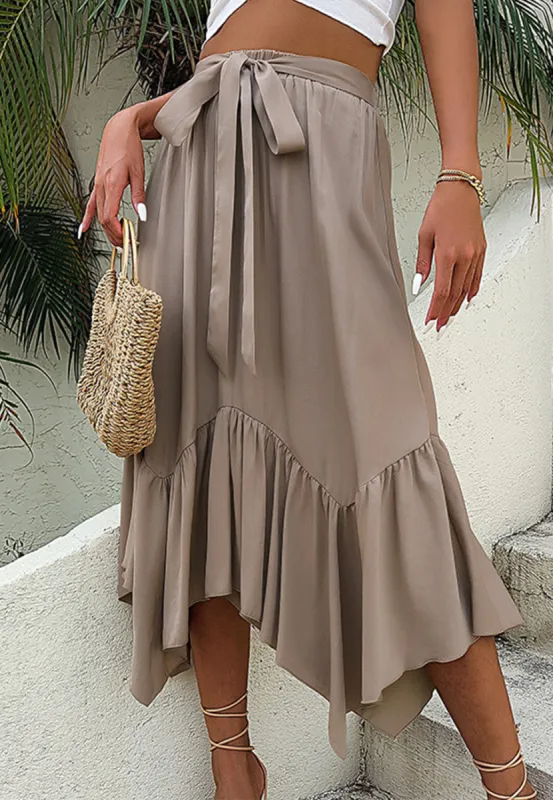 Asymmetrical Ruffle Hem Skirt sold by Anna-Kaci