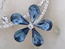 Swarovski Crystal Montana Blue Asymmetrical Solo Fragile Daisy Element Necklace sold by Anna-Kaci
